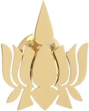 Buddhism Stainless Steel Gold Plating Lotus Flower Pin Floral Plant Brooches