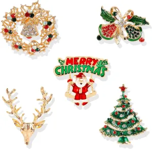 Christmas Pins and Brooches for Women Sparkly Rhinestones Christmas Tree Snowflake Bell Brooch Pin Christmas Jewelry Accessories Gifts Stuff