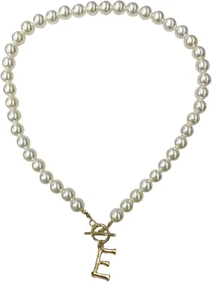 Chunky Jewelry Fashion Ornaments Pearls Necklace Female Letters Imitation 26 Accessory Necklace Trendy (E, One Size), BHauCE46Q