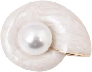 Exquisite Conch Brooch Pins White Faux Pearls Shawl Pins Cute Snails Enamel Pins Geometric Scarf Pins for Girls Blazer Decor