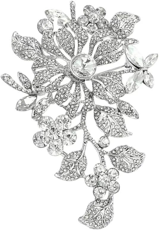Extra Large Rhinestone Flower Brooch Pin Stylish Crystal Big Brooches Corsage Bouquet Elegant Clothing Hat Bag Accessories Floral Lapel Pins for Women Fashion Jewelry Gifts Wedding Prom