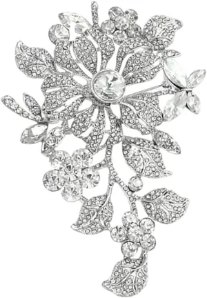 Extra Large Rhinestone Flower Brooch Pin Stylish Crystal Big Brooches Corsage Bouquet Elegant Clothing Hat Bag Accessories Floral Lapel Pins for Women Fashion Jewelry Gifts Wedding Prom