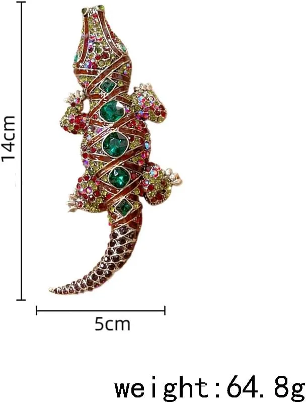Fashion Crocodile Rhinestones Brooches Lapel Pins for Women Men Unique Sparkly Crystal Cartoon Animal Pin Dress Suit Hat Bag Clothes Accessories Jewelry Party Christmas Holiday Gifts