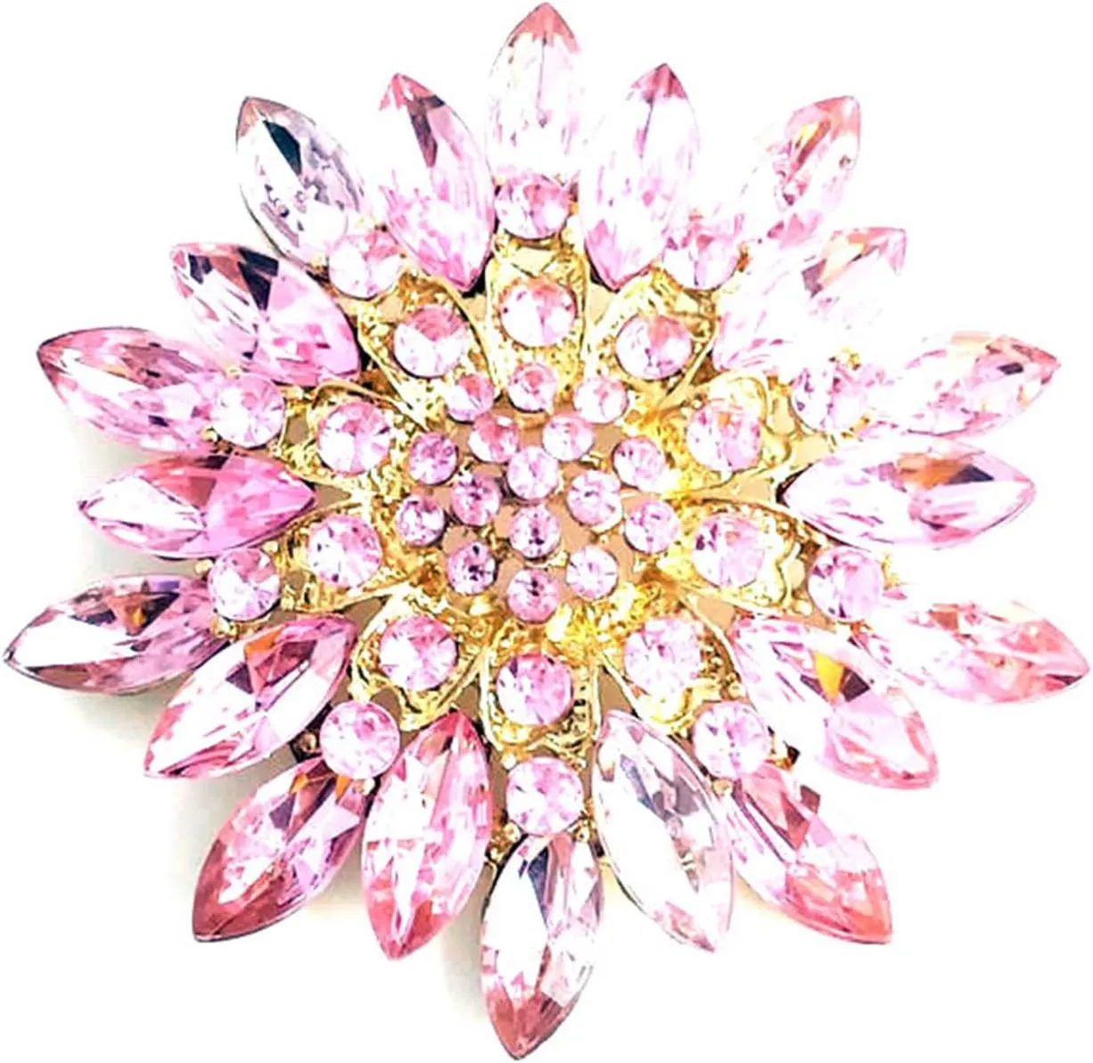 Flower Brooch Rhinestone Sunflower Brooch Pins Hypoallergenic Red Pink Flower Brooch for Women Shirt Collar Clothing Accessories Party Wedding Gifts