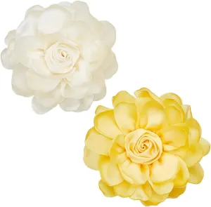 FREEBLOSS 2Pcs Fabric Rose Flower Brooches Large Rose Brooch Pin Elegant Artificial Brooches for Women Dresses 2 Colors Flower Brooch Pins for Women Fashion Wedding Party Dance Banquet 4.13"