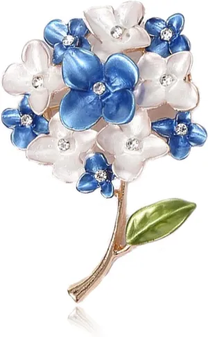 Gold Enamel Crystal Flower Brooches Pins Fashion Beautiful Created Rhinestone Floral Brooch Good Idea for Party Dance Wedding Banquet for Elegant Women Girl (Blue)