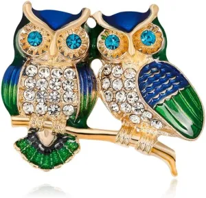 Handmade Rhinestones Owl Brooches Pins Women Girls Crystal Animal Statement Jewelry Gift for Wedding Costume Banquet Birthday Party Prom