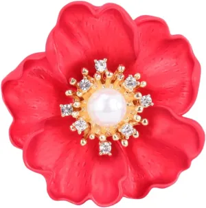 Red Peony Flower Brooch Pin for Women Girls Gold-plated Fashion Crystal Vintage Brooch Rhinestone Lapel Pin Elegant Costume Accessories Theme Party Accessories Valentine's Day Wedding Jewelry Gift