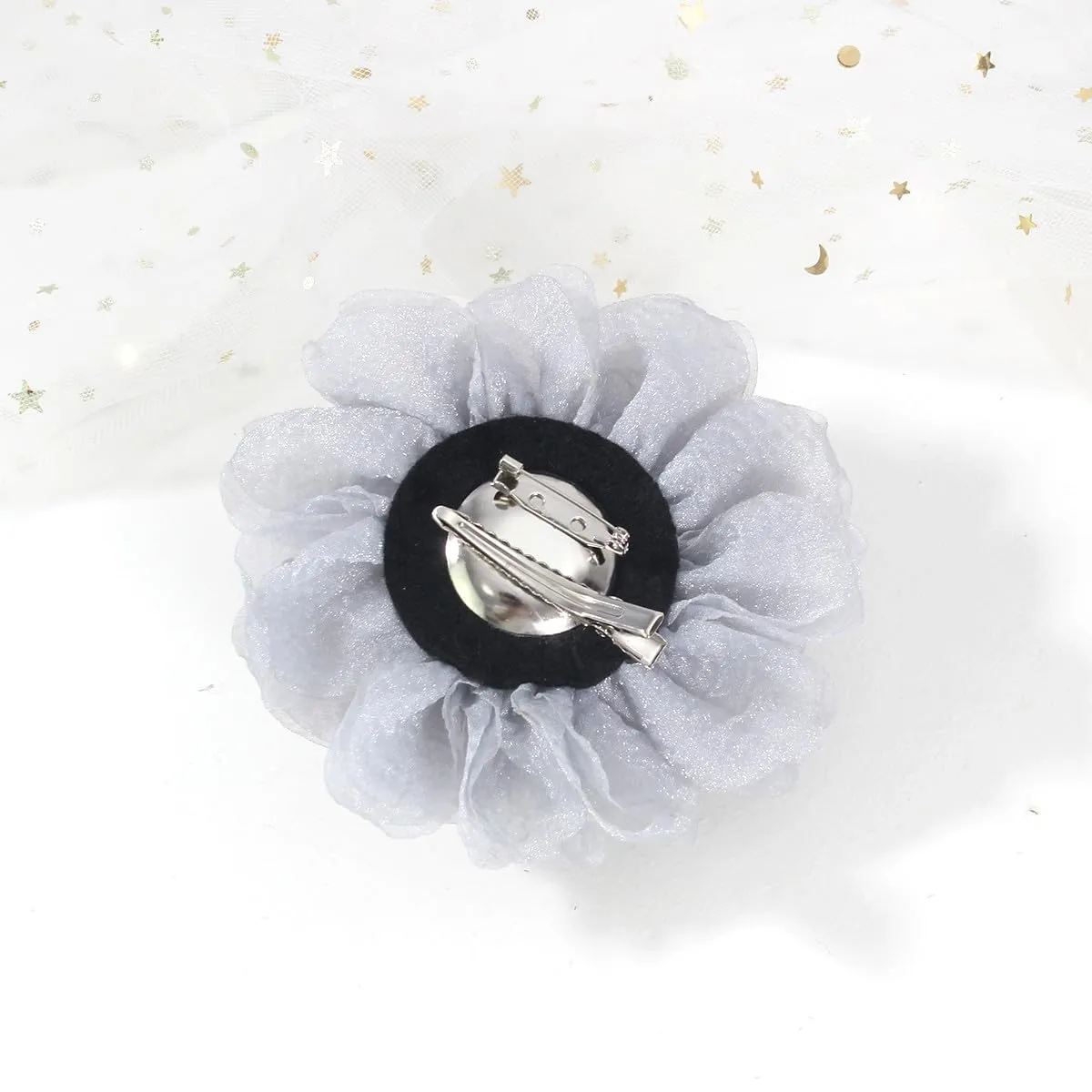 Rose Flower Brooches and Clips for Women | Light Gray Brooches & Hair Clips | Lapel & Hat Pins, 4.3 Inches