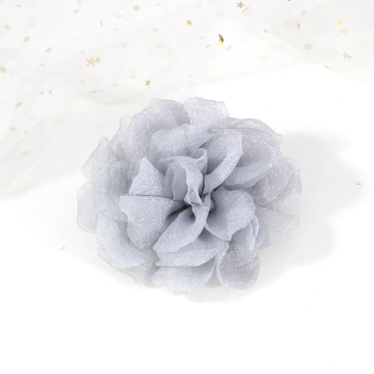 Rose Flower Brooches and Clips for Women | Light Gray Brooches & Hair Clips | Lapel & Hat Pins, 4.3 Inches
