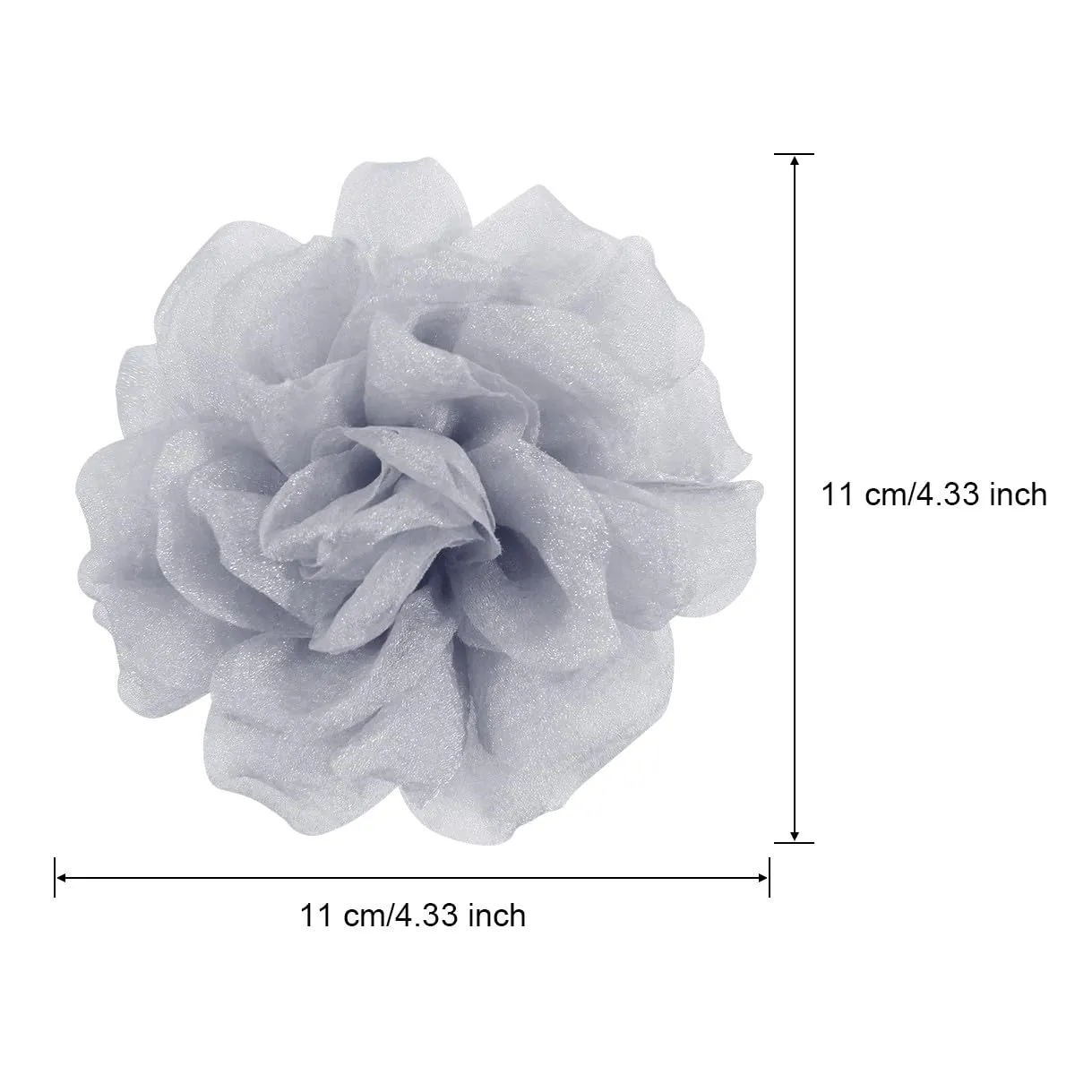 Rose Flower Brooches and Clips for Women | Light Gray Brooches & Hair Clips | Lapel & Hat Pins, 4.3 Inches