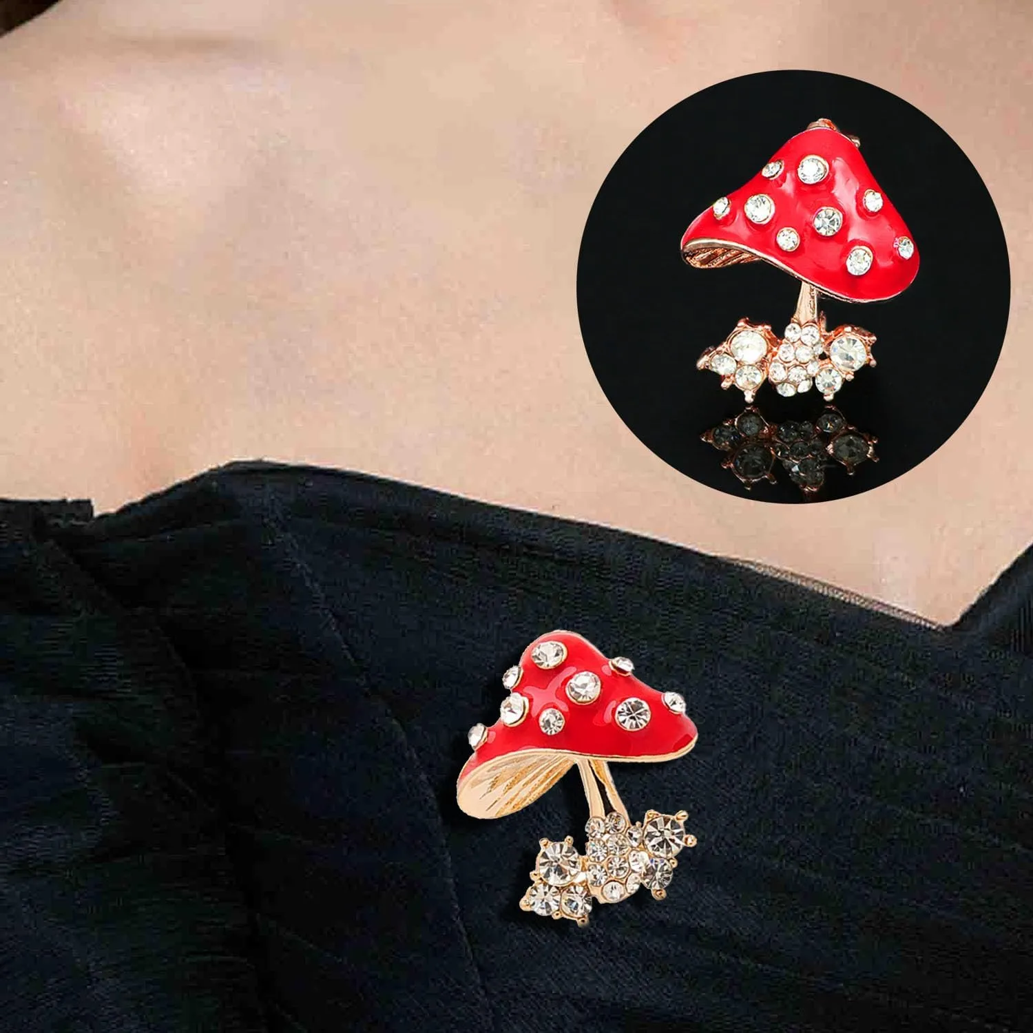 Women's Crystal Pearl Flower Brooches Elegant Enamel Rhinestone Floral Statement Brooch Pins Fashion Jewelry Accessories for Women Gift Gold