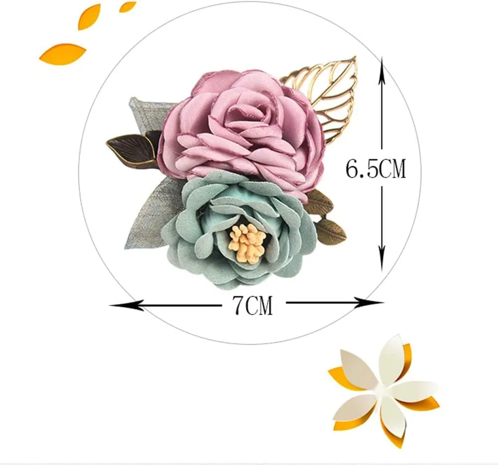 Women's Fabric Flower Brooch - Fashion Coat Brooch and Hairpin Head Flower Dual Purpose (Multi-Color Optional)