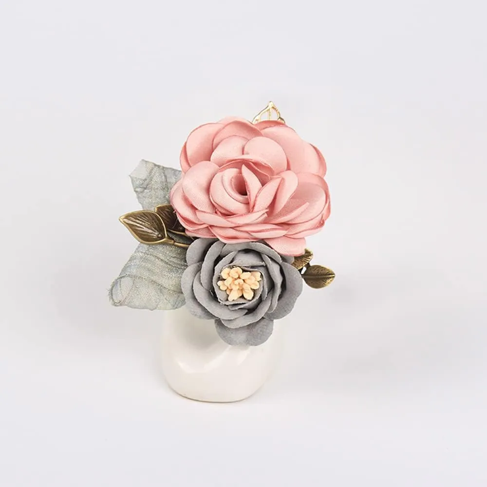 Women's Fabric Flower Brooch - Fashion Coat Brooch and Hairpin Head Flower Dual Purpose (Multi-Color Optional)
